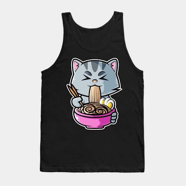 Cat Ramen Bowl Kawaii Neko Anime Japanese Noodles product Tank Top by theodoros20